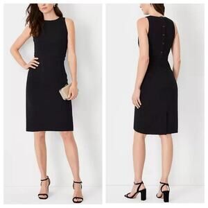 NWT Ann Taylor Button Back Halter Sheath Dress in Black - Size 6